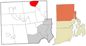 Location in Providence County and the state of Rhode Island