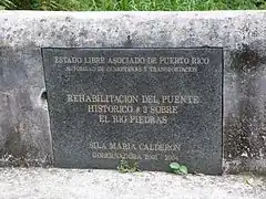 Bridge rededication plaque.