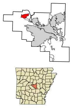 Location of Roland in Pulaski County, Arkansas.