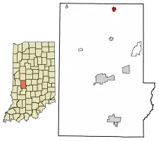 Location of Roachdale in Putnam County, Indiana.