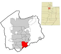 Location in Salt Lake County and the state of Utah.