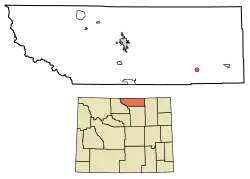 Location of Clearmont in Sheridan County, Wyoming.