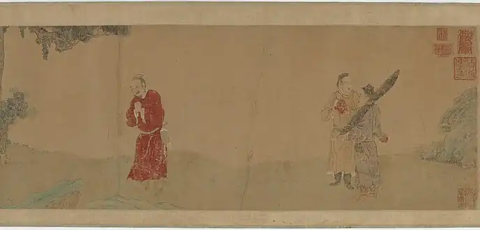 Shi Le Reverencing a Buddhist Monk, by Qian Xuan (1235-1305 AD)