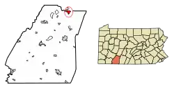 Location of Windber in Somerset County, Pennsylvania.