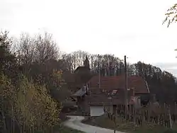 View of St. Barbara's Church in Blatno from Dednja&nbsp;Vas