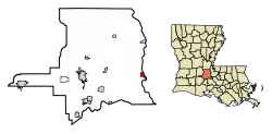 Location of Krotz Springs in St. Landry Parish, Louisiana.