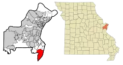 Location of Oakville, Missouri