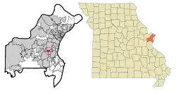 Location of Warson Woods, Missouri