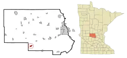 Location of Paynesville  within Stearns County, Minnesota