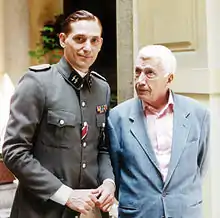 Ugo Pirro (right) on the set of Celluloide, Rome 1996