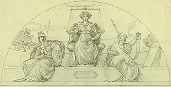 Drawing, Study for lunette, Justice Enthroned Between Law and Order (1st version)