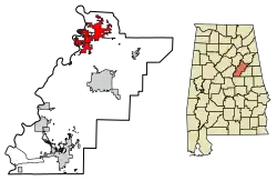 Location of Lincoln in Talladega County, Alabama.