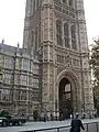 A view of the tower from across Abingdon Street, in front of the Jewel Tower
