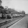 Passengers on the Kranji station platform, 1946.