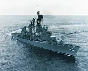 The USS Coontz underway in the Atlantic, off the Virginia coast, October 1986.