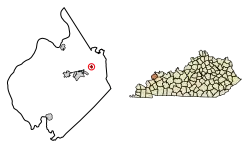Location of Waverly in Union County, Kentucky.