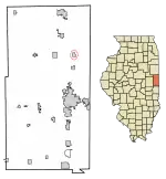 Location of Muncie in Vermilion County, Illinois.