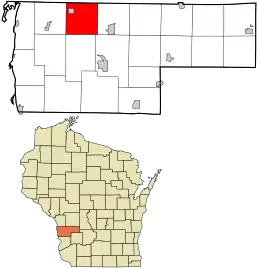 Location in Vernon County and the state of Wisconsin.