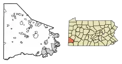 Location of Coal Center in Washington County, Pennsylvania.