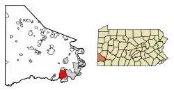 Location of Deemston in Washington County, Pennsylvania.