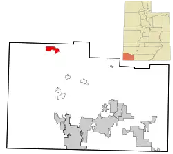 Location in Washington County and the state of Utah