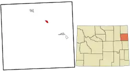Location in Weston County and the state of Wyoming.