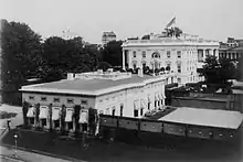 Original West Wing and tennis court, circa 1903