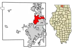 Location of Machesney Park in Winnebago County, Illinois.