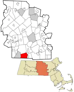 Location in Worcester County and the state of Massachusetts.