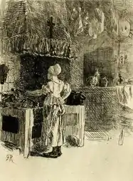 The Kitchen of the Artists' Inn, in Anseremme (no date) etching (19.05 x 13.81&nbsp;cm) Los Angeles County Museum of Art