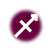 The symbol on a background colored as Jupiter, the ruling planet