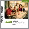 A family plans their evacuation route using a map. Prepare to protect. Make a family communications plan. #BeReady